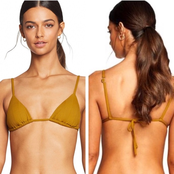VITAMIN A NWT SOL TRIANGLE BIKINI TOP GREEN MULTI - Picture 1 of 6